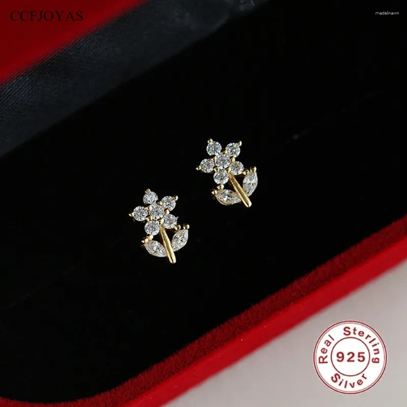 Brincos de garanhão ccfjoyas 925 prata esterlina pequena flor fresca para meninas 18k ouro banhado de luxo de luxo de luxo pregos