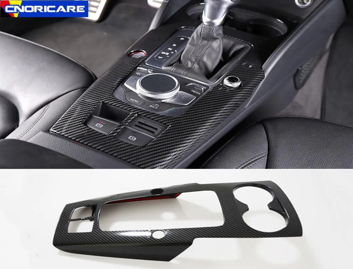 Car Styling Center Console Gear Shift Panel Decoration Sticker Trim For A3 8V 2014-2018 LHD Carbon Fiber Color Accessories1579744