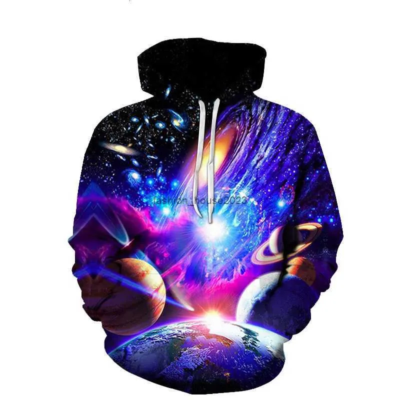 Vår- och hösten Galaxy STARRY SKY 3D Digital tryckt par bär lös pullover hoodie