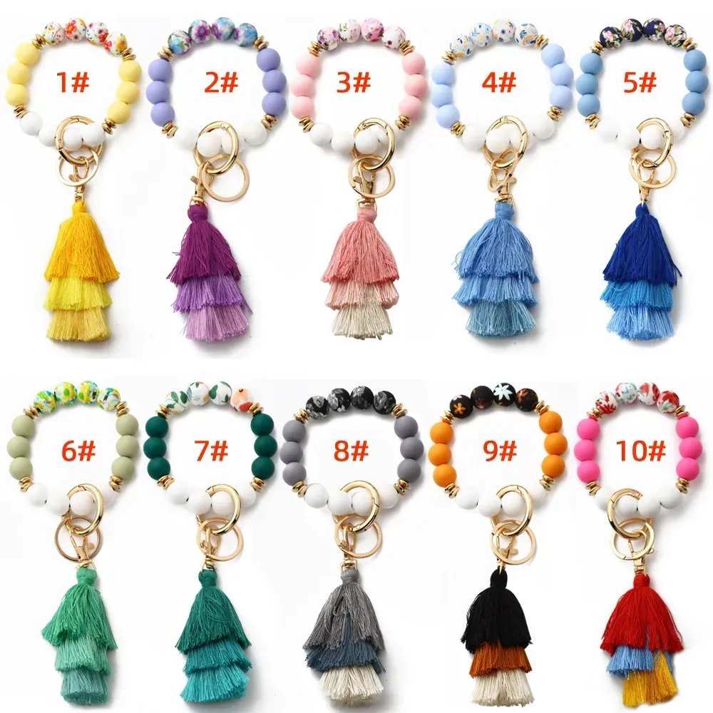 Boho Chic Tassel Bracelet Set Colorful Thread, Printed Silicone Beads,  Wholesale Fashion Jewelry, Party Style, Stackable Bracelets
