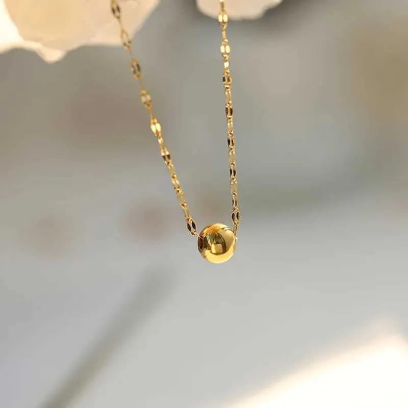 Colares pendentes 2021 atacado de colares de contas de ouro simples e elegantes para feminino titânio aço 18k pingentes de bola redonda banhados a ouro