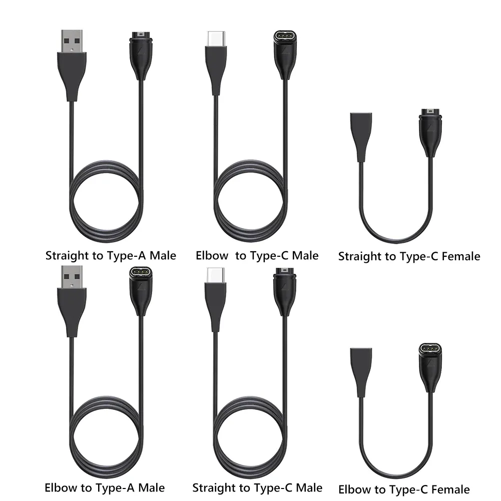 1M USB -laddningskabel för Garmin Fenix ​​7 7S 7X 6 6S 6X 5 5S 5X VIVOACTIVE 3 4 4S VENU 2 2S laddare Power Cable Data Sync Cord Cord Cord