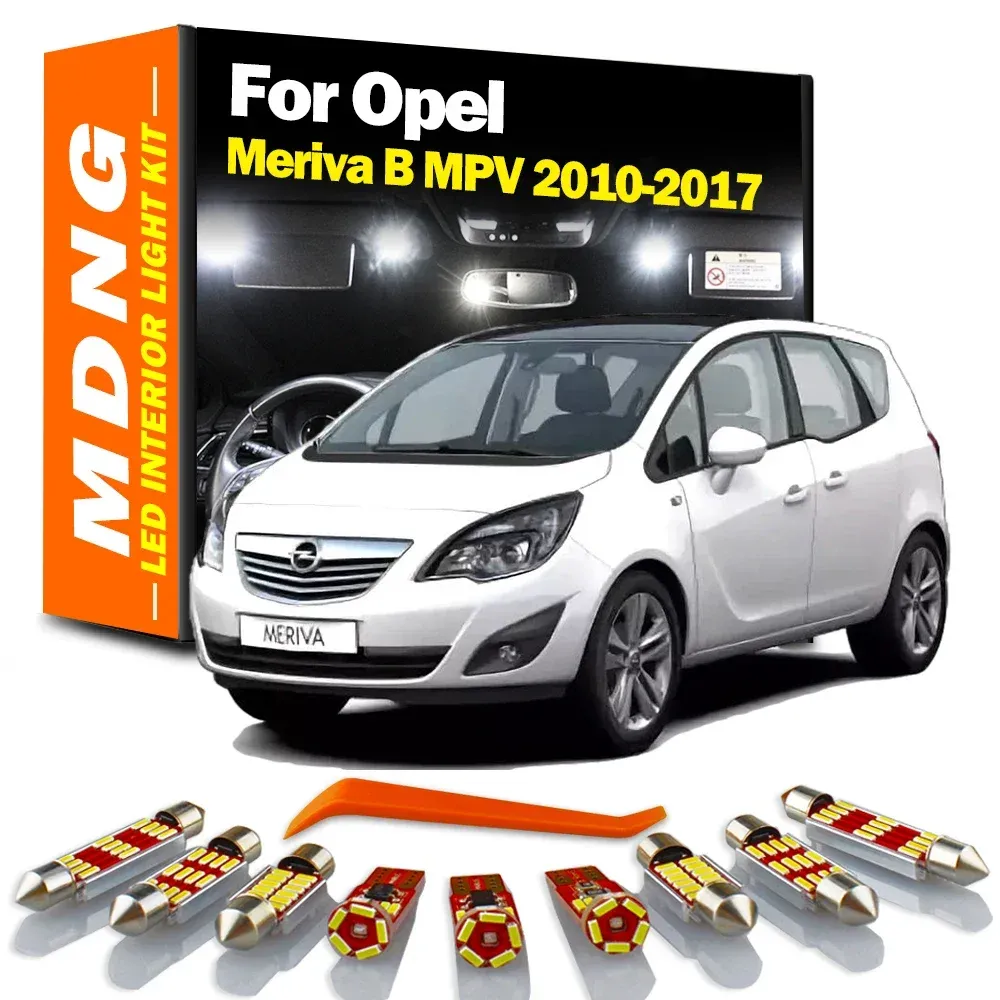 MDNG 11PCS Canbus LED Interior Dome Map Map Light Kit pour Vauxhall Opel Meriva B MPV 2010-2017 LED Bulbes sans erreur accessoires