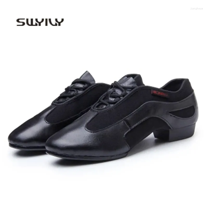 Scarpe da ballo swyivy black sneakers donna sala da ballo vera pelle autunno 2024 femmina cuneo latino comodo