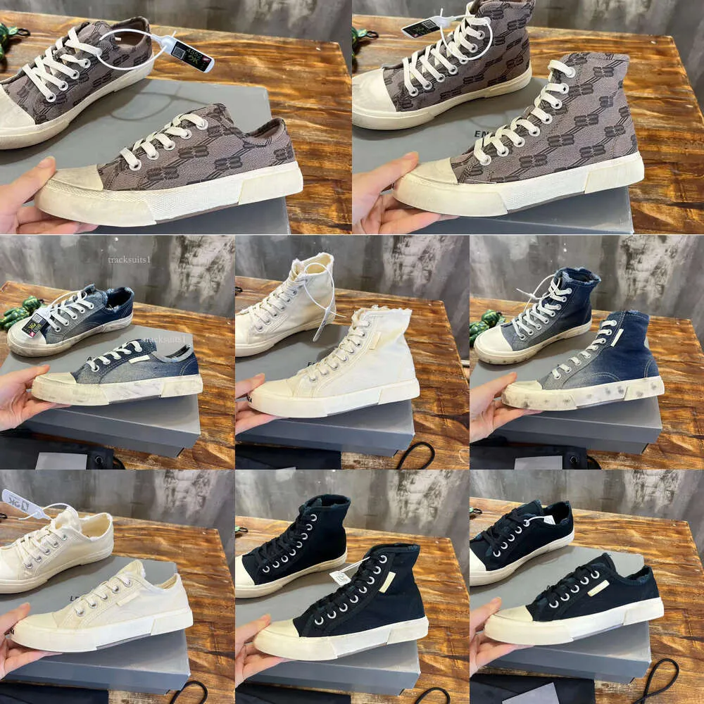 24 Sommer-Leinwand Sneaker Paris Fashion Denim Designer Frauen lässig Canvas Schuhe Low Top Retro Graffiti Sneakers Männer hohe Top-Sneaker Größe 35-45