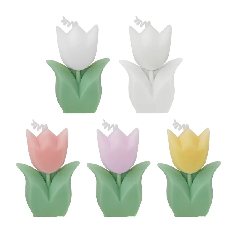 Tulip-Flower Shape Scented Candle Paraffin Wax Hand-made Aromatherapy Candle Birthday Wedding Candle Home Decorations