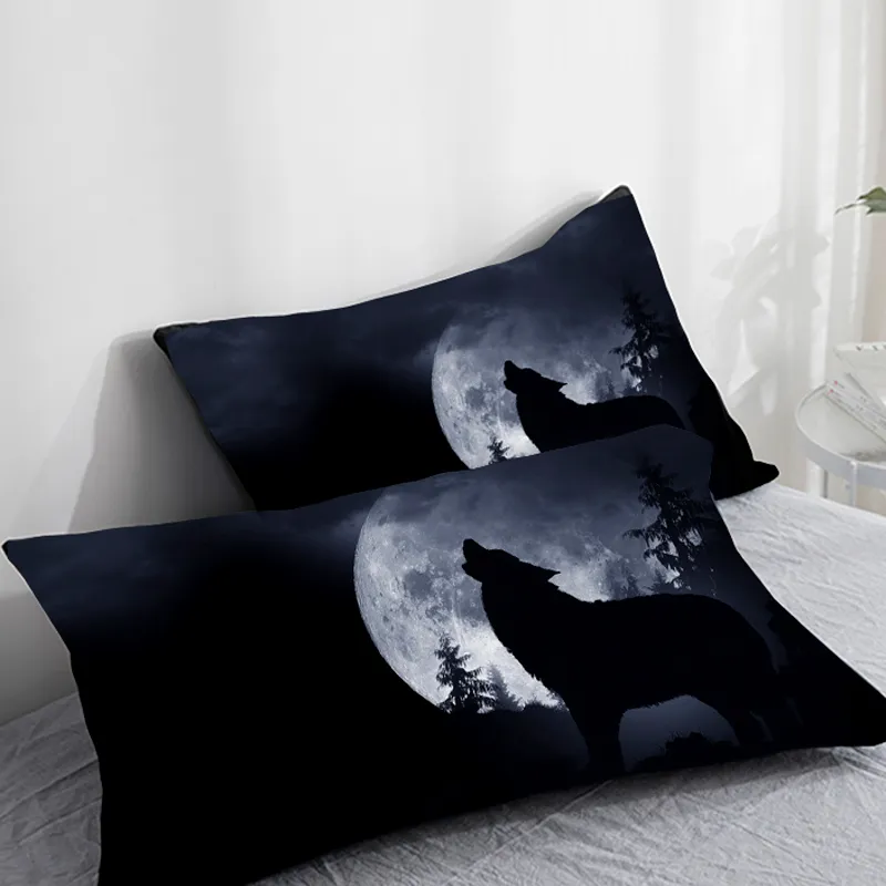 3D HD Custom Pillow Case,2PCS Pillowcase 50x70/50x75/50x80/70x70,Decorative Pillow Cover Animal fire wolf,Bedding Drop ship