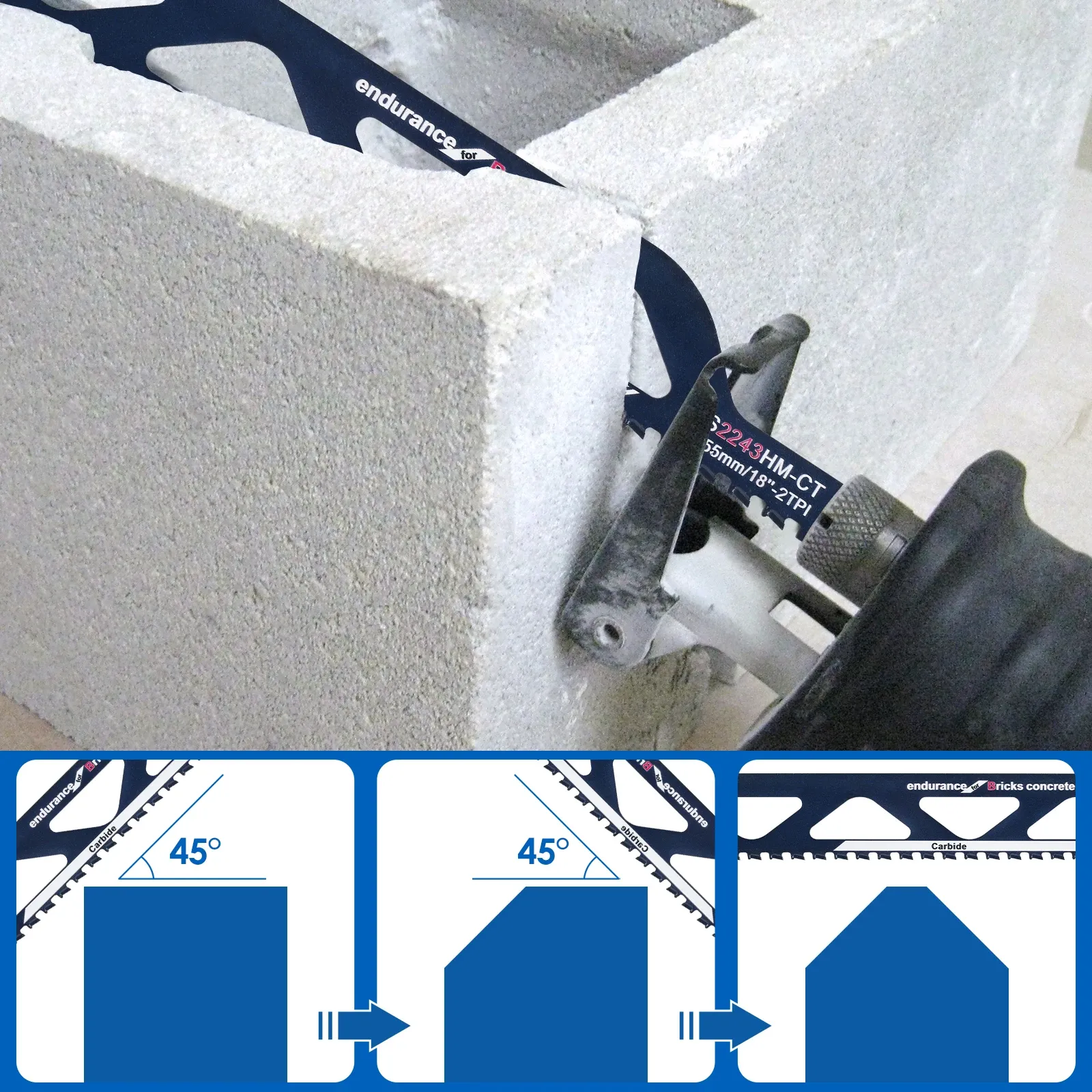 Reciprocating Saw Blade 18inch/455mm Alloy Steel Brick Concrete Cutting Recip Sabre Saw Blade Universal Cutting Recip Saw Blade Pruning Saw Blades For