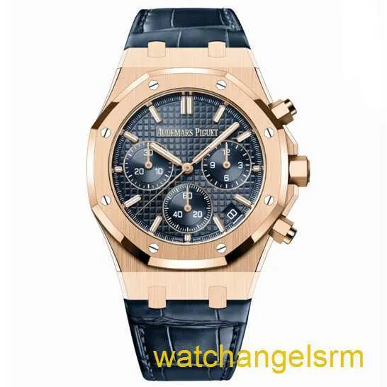 Szwajcarski zegarek AP nadgarstek Royal Oak Series 26240or Rose Gold Blue Pasek Pasek Męski Sporty Sport Back