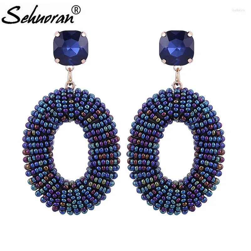 Orecchini penzolanti Sehuoran perline di vetro di alta qualità goccia fatta a mano per donna grandi pendenti in pietra cristallina oorbellen