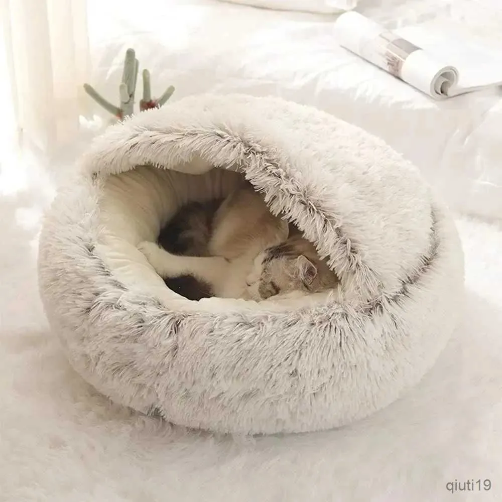 Camas de gato Móveis de gato de gato bolsa de dormir macus de cama redonda confortável de inverno redondo de inverno redondo ninho de cão de cachorro longa para cães cama de gato de estimação cama