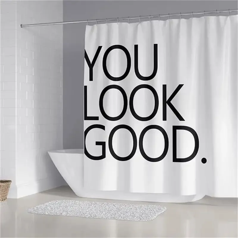 Tende da doccia lettera semplice design nordico tende da bagno decorazioni per la casa schermi bagni accessori in poliestere 240407