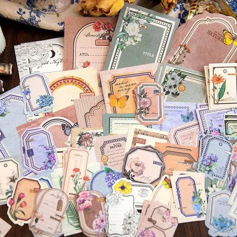 Kit De 94 Pièces Pour Scrapbooking, Feuilles De Papier Pour Fournitures De Journal, Autocollants Washi De Collection Vintage, Autocollants