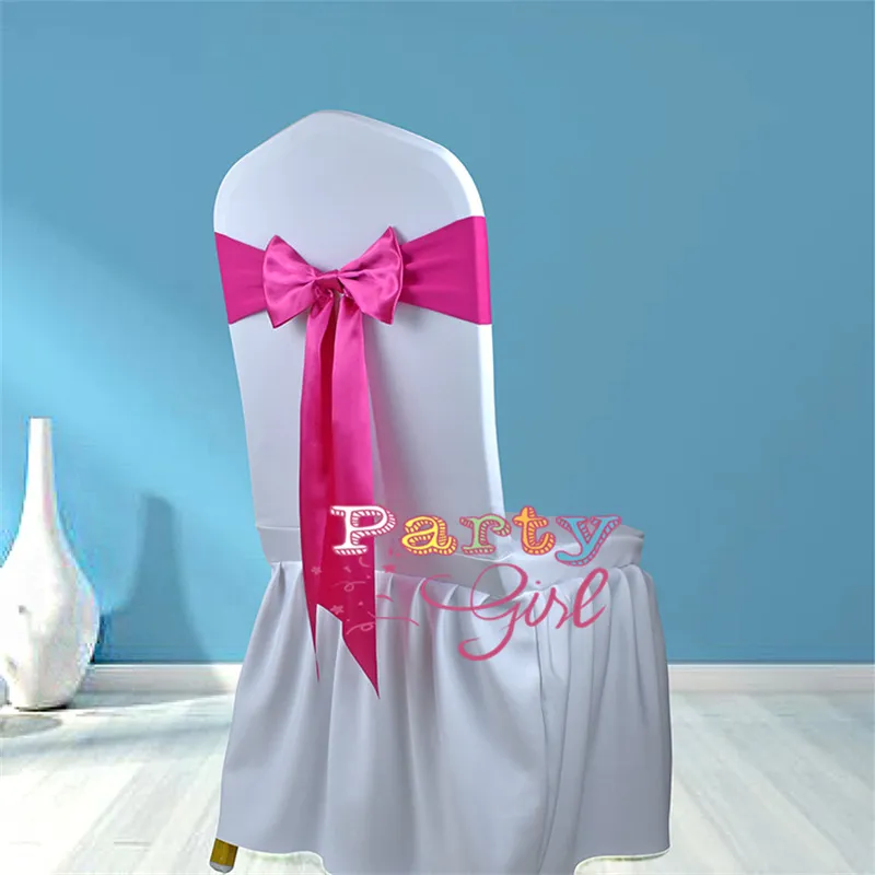 Red Color Free Tie Lycra Chair Band With Satin Sash Bow para capa de casamento Chave Evento Party Hotel Decoration