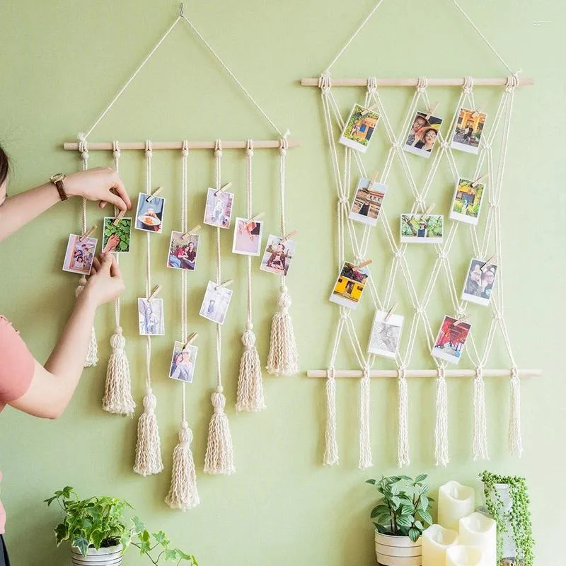 Tapestres pendurados na parede de tapeçaria decoração Diy PO Frame Post Storage Armazenamento artesanal BOHEMIAN Etnic Chic Tassel