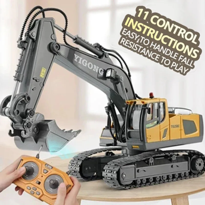 RC Excavator Dumper Car 2.4G Remote Control Engineering Vehicle Crawler Truck Bulldozer Toys For Boys Kids Christmas Gifts 240408