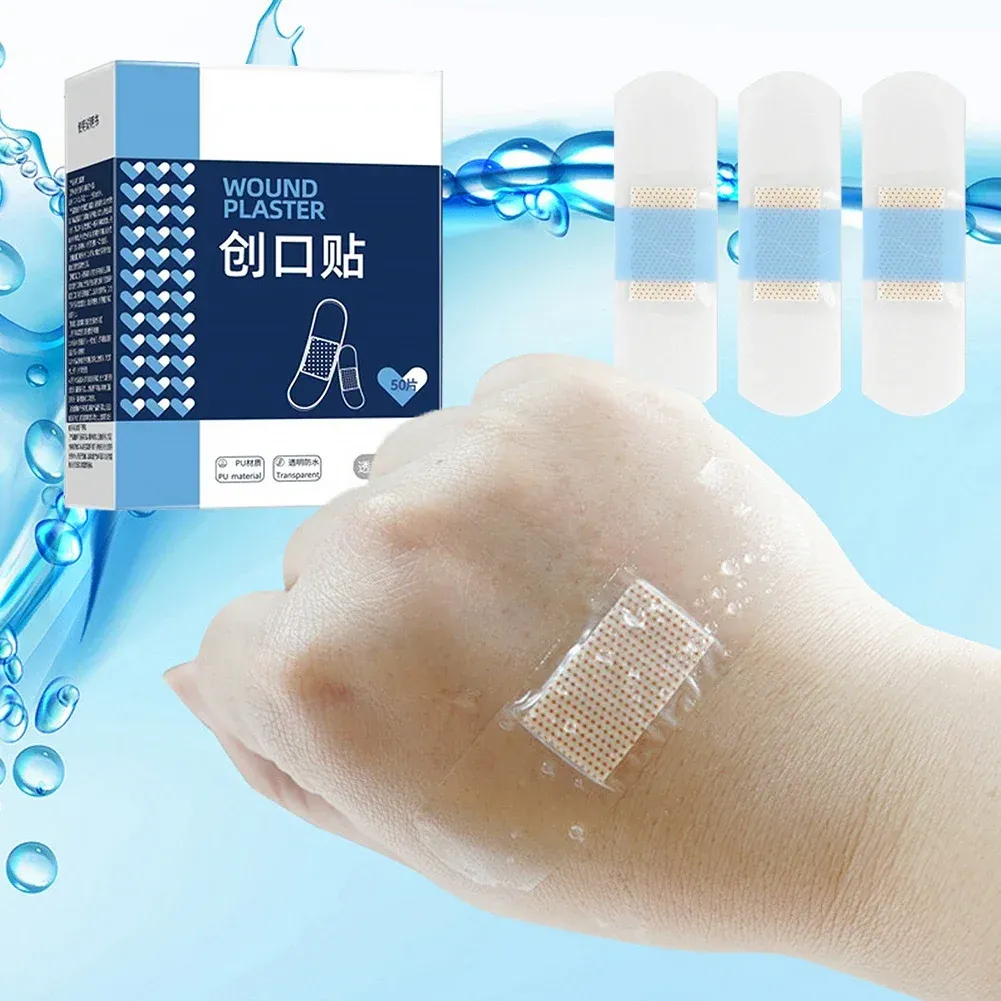 50/120pcs PU Transparent Waterproof Band Aiuti Adesive Strips Medical Intonaco ferita per il bagno sportivo Pronto soccorso protettivo