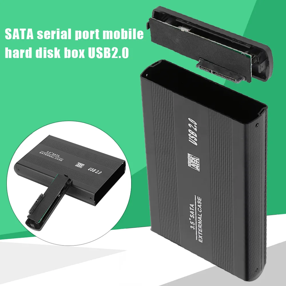 2024USB 3.5 External Hard Drive Enclosure, Black SATA to USB 2.0 ...