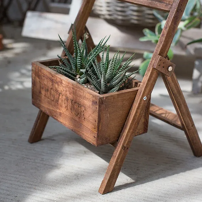 Holzpflanzständer Retro Blütenausstellungsständer mit Tafel Innenkreativität Estantes Para Plantas Balkon Dekoration