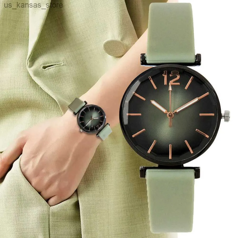 Armbanduhr modische Frauen Sport einfaches schwarzes Zifferblatt Quarz lässig 2023 heiß verkauft grüner sille gurt womens Watch Watch240409