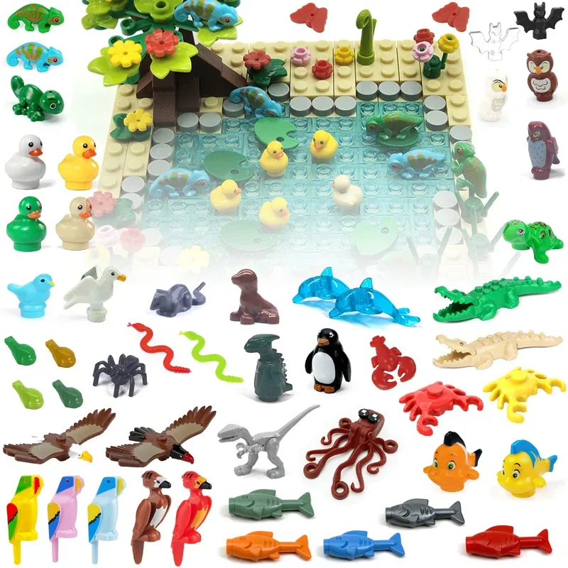 Compatibile con le lego Jungle Ocean Animal Parti all'ingrosso Building Buildings Bricks Toys Dinosaur Owl Snake Eagle Spider Fish