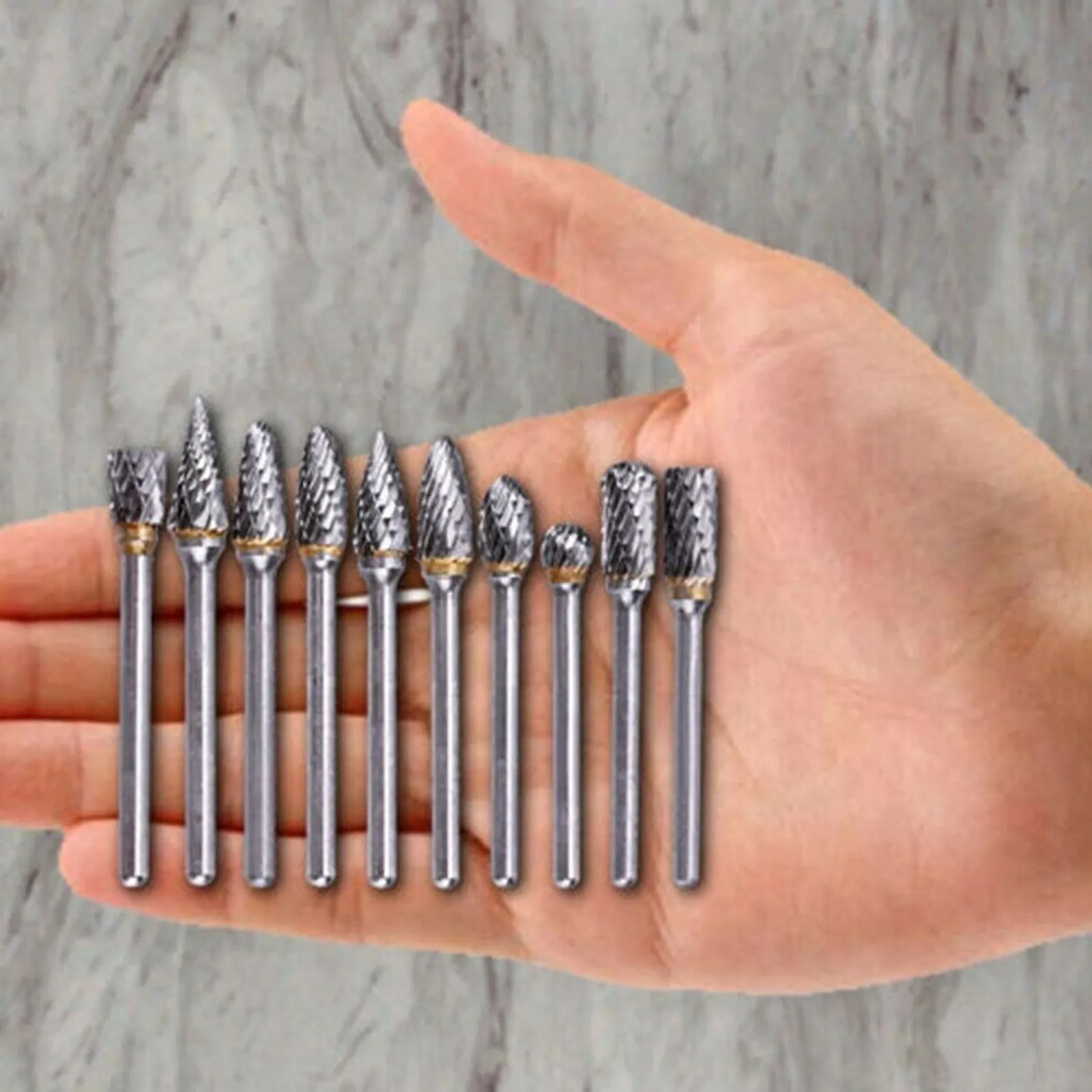 8-Piece Carbide Burr Set - 1/4" Shank Double Cut Tungsten Rotary Files For Metal & Wood
