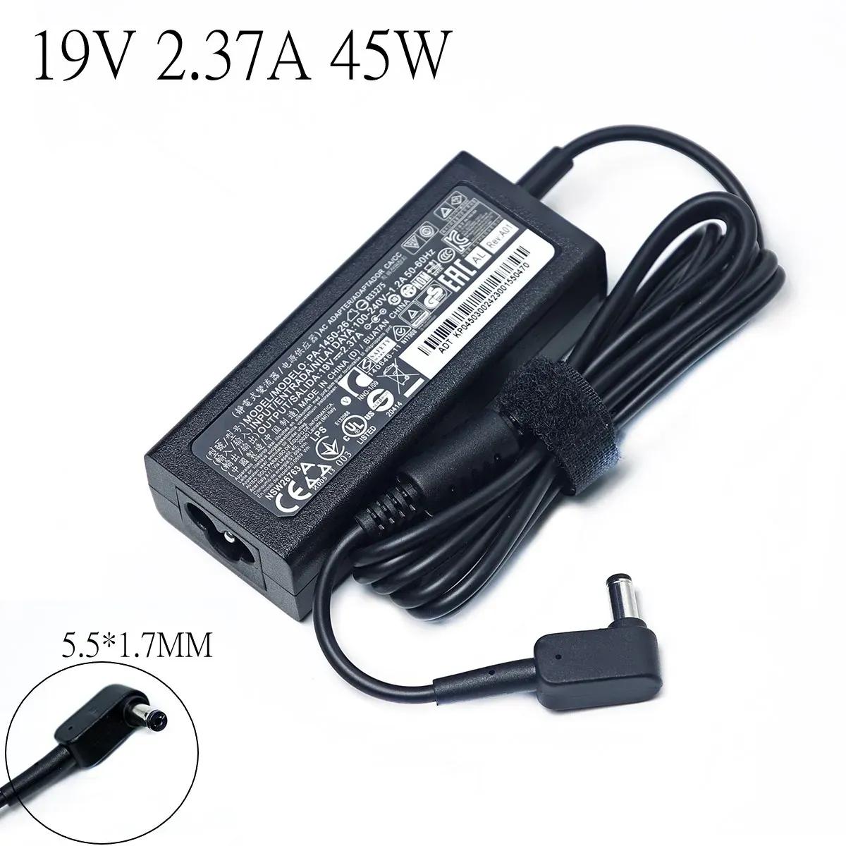 Adapter 19V 2.37A 45W Laptop -Adapter -Ladegerät für Acer Aspire 3 A31431 A515513509 E5573516D Series Notebook Netzteil Versorgung