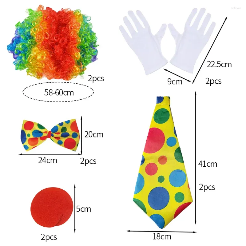 Forniture per feste in costume da clown a 10 pezzi per un divertente carnivale di Natale di Halloween e un gioco di ruolo del circo