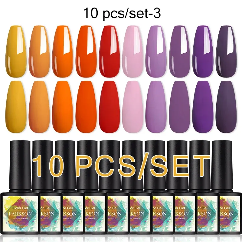 Gel parkson gel polacco set da 8 ml vernice vernice 10pcs/set immergiti dal kit polacco per gel di nail art magnetico longlasting a LED UV