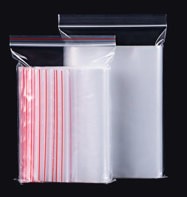 Clear Grip Self Press Seal Zip Lock Plastic Påsar med röd sida6250999