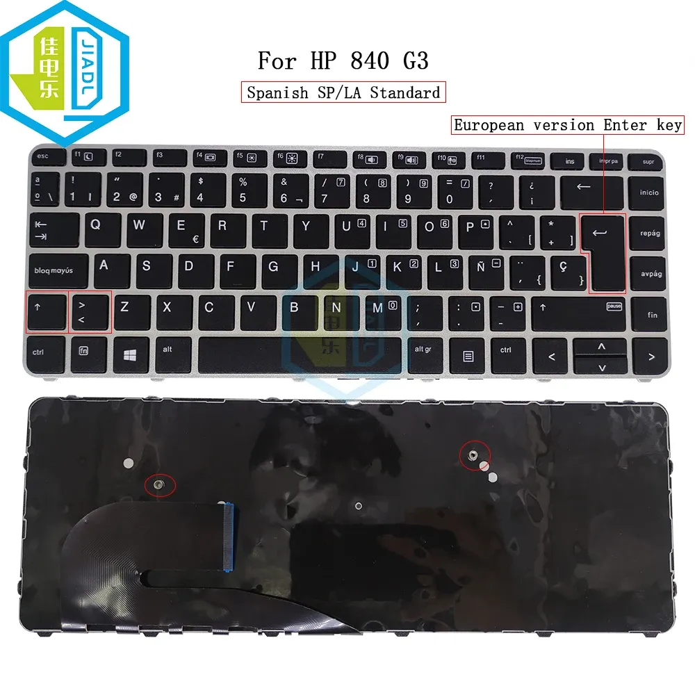 Keyboards Latin Spanish Notebook PC Keyboard For HP Elitebook 740 745 840 G3 G4 843 745G3 ES Spain Laptop Keyboards Silver Frame OEM New