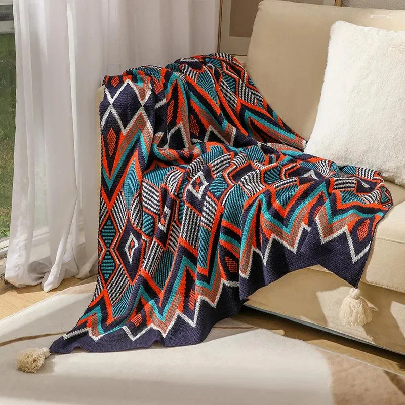 Blankets Acrylic Throw Cozy Multi Color Boho Style Sofa Blanket Nordic Summer Knitted Nap Air Conditioning And Throws