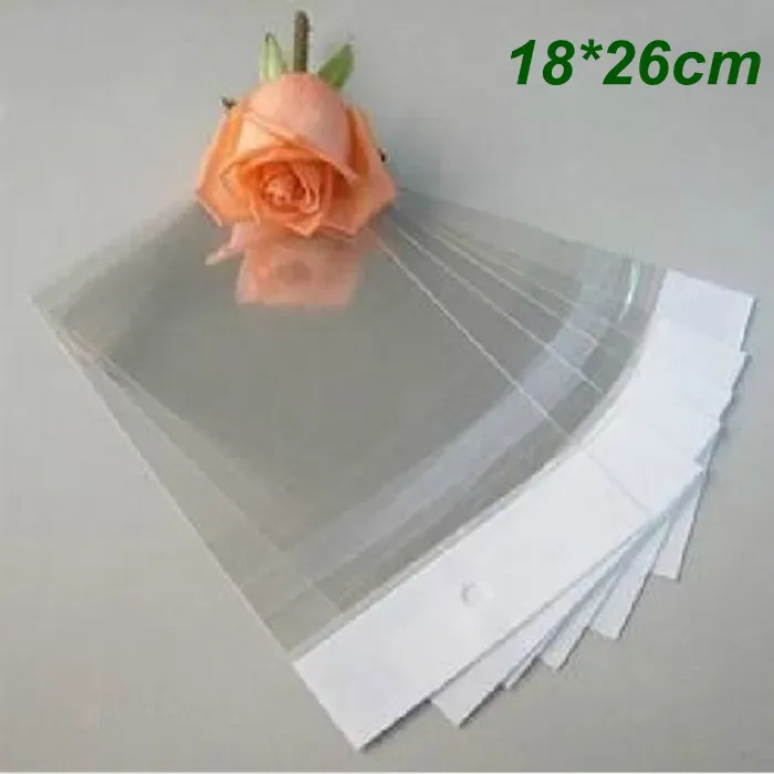 Wholesale 100Pcs/Lot 18cm*26cm (7.1"*10.2") Clear Self Adhesive Seal Plastic Bag OPP Poly Bag Retail Packaging Bag With Hang Hole LL