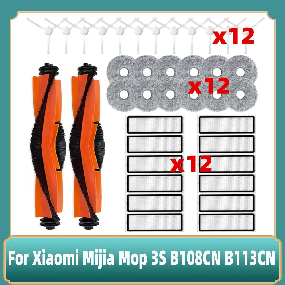 For Xiaomi Mijia Mop 3S B108CN B113CN Robot Vacuum Main Side Brush Hepa Filter Mop Accessories Spare Parts Kit Replacement