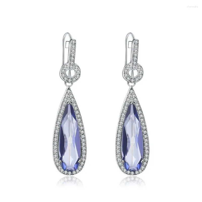 Dangle Earrings GEM'S BALLET 925 Sterling Silver Fine Jewelry For Women Classic Natural Iolite Blue Mystic Quartz Gemstone Water Drop