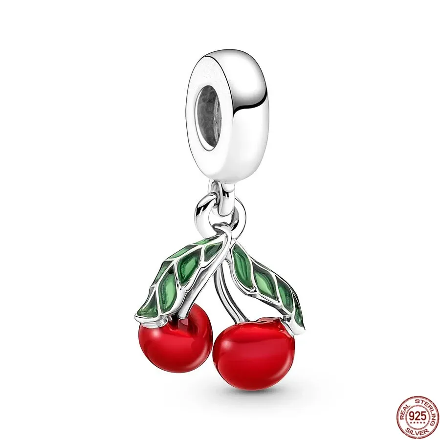 Vente chaude Rouge Series 925 SERRING Silver Strawberry Heart Christmas Pendant Charm Beads Fit Original Pandora Bracelet Diy Bijoux