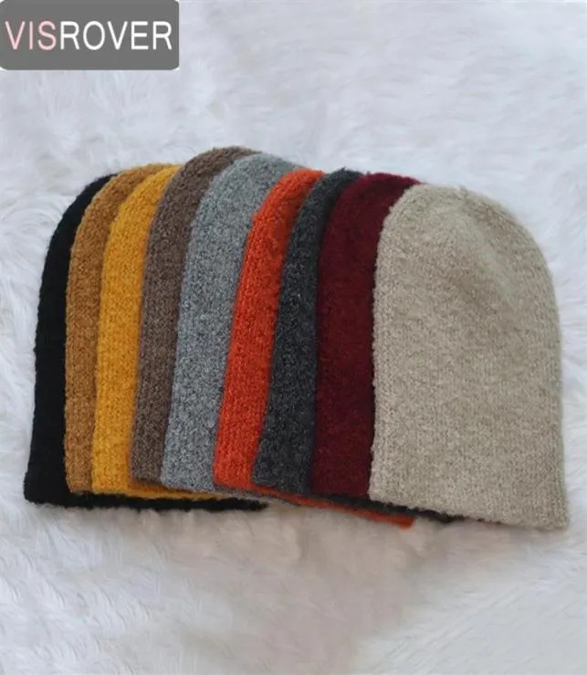 Visrovover 9 Renk 2020 Yeni Kış Bonnet Unisex Düz Renk Alpaca Yün Skulli Beanes Kaşmir Kadın Erkekler Sıcak Şapka Topçukları22694184240