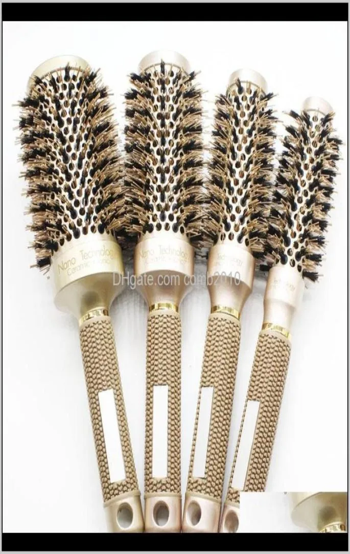 Nano ionic Bristle Hair Brush Brush Salon PEUG BARREL BOULAGE CHEVEUX DRICH BRSUATION ROND IN 4 TALLES OUTILS SALONS PROFESSIONNELS B087 T3088049