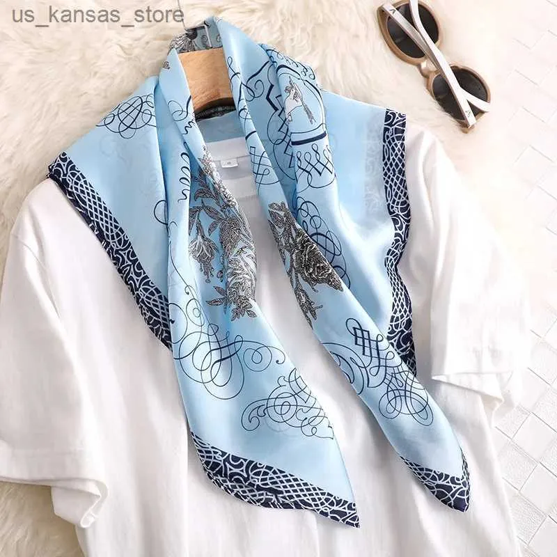 Sjaals mode sjaals voor dames sjaal afdrukken zijden satijn hijab sjaal vrouwelijk bandana 70*70 cm luxe merk vierkante sjaals sjaals voor dames240409