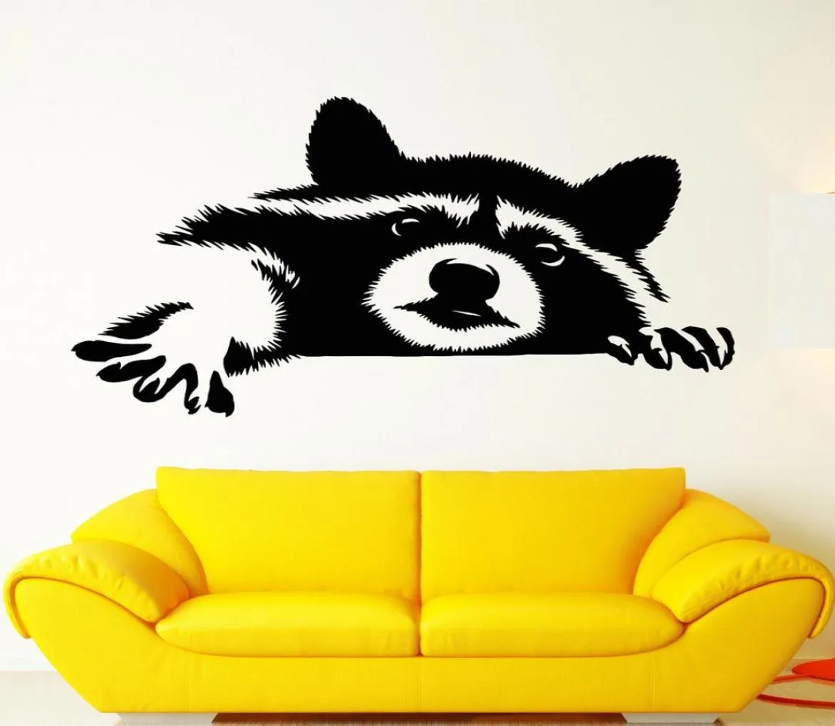Självhäftande väggkonstdekal Funny Animal Raccoon Head gnagare husdjur vägg klistermärken hem dekor vardagsrum barn lekrum dekor3030267