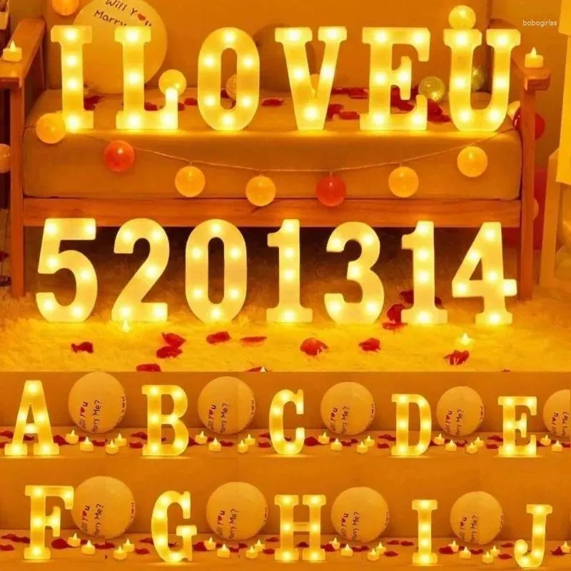 Dekorative Figuren LED -Buchstaben Licht Alphabet Nummer Herz Plastikatmosphäre Lampe 16 cm für Home Wedding Valentines Ornament Geburtstagsfeier