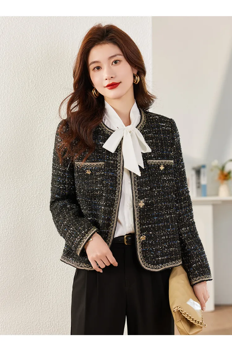 Tweed Short Coat For Women Autumn/Winter 2024, S 2XL, Stylish