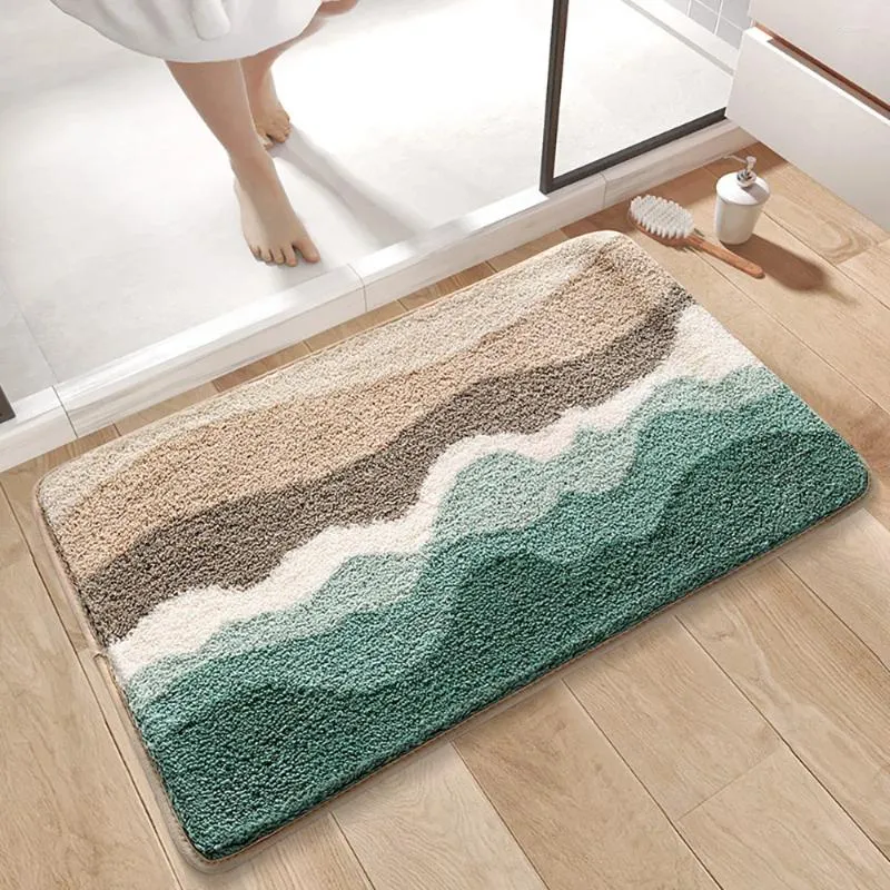 Tapetes simples e absorventes de água espessada no banheiro conjunto de tapete doméstico flocking anti -slip banheiro tapetes piso