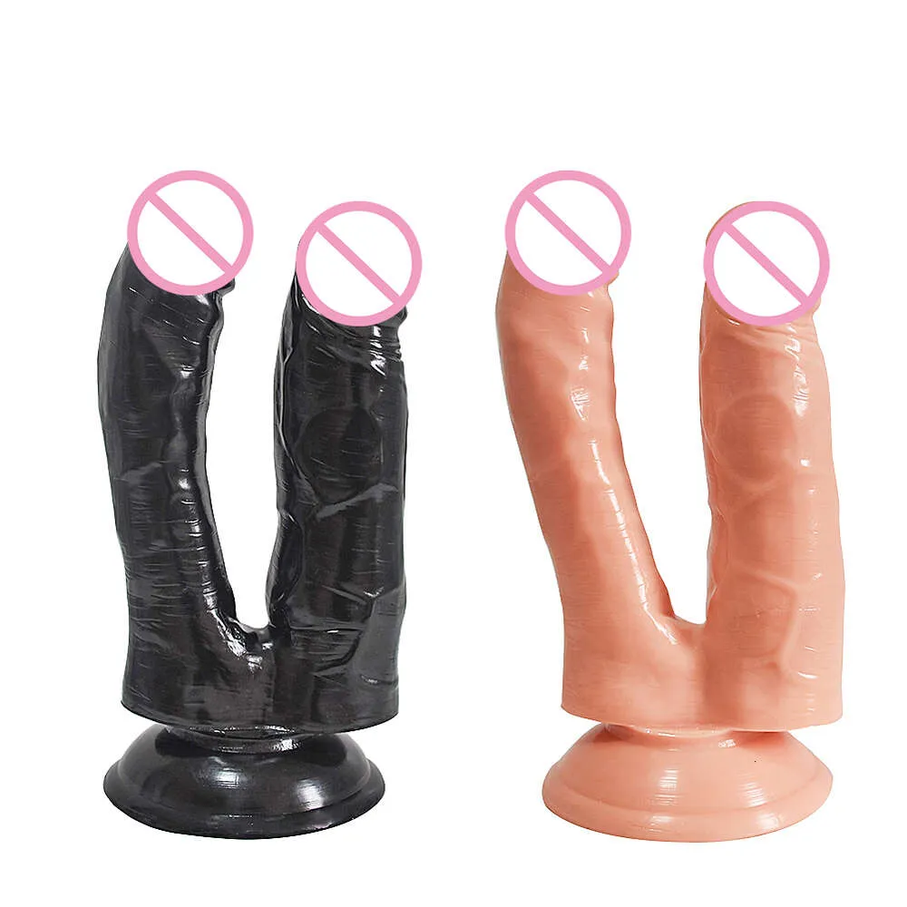 Double Dildos Penis G-Spot estimulação do masturbador Anal Dildo ânus Copo de sucção de plugue lésbica brinquedos sexy para mulher brinquedo adulto sexyshop