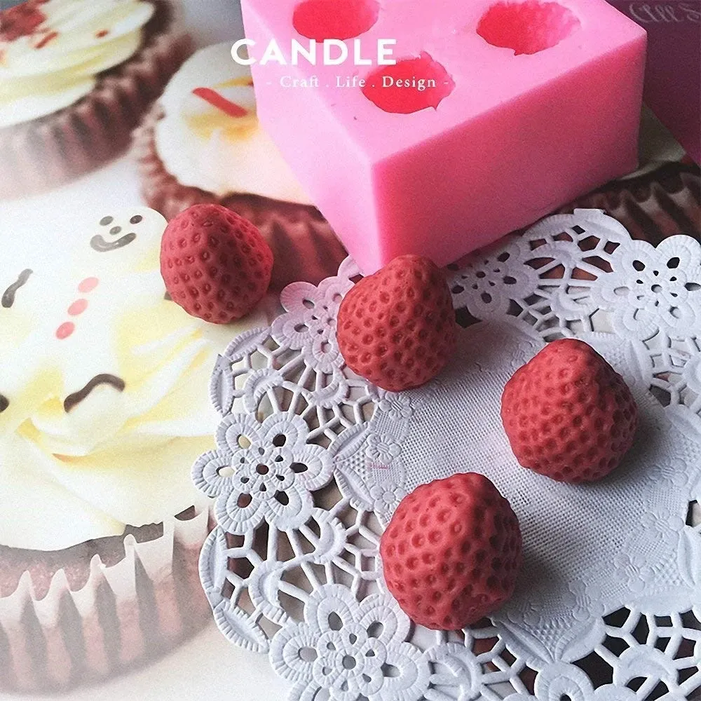 Silicone Candle Molds Mini 3d Strawberry Raspberry BlueberryTangerine Segment Fruit Fondant Mulberry Wax Melts Soap Making Mold