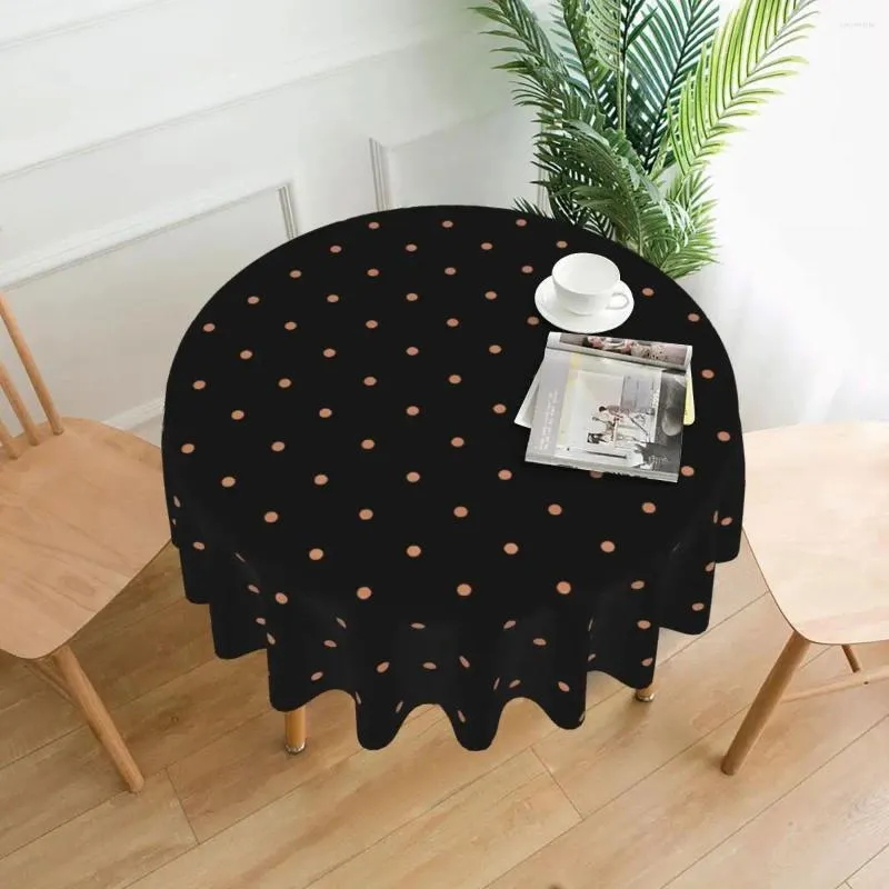 Bordduk guld polka dot rund bordsduk retro tryck mönster täcker för bröllop födelsedagsfest elegant vattentät