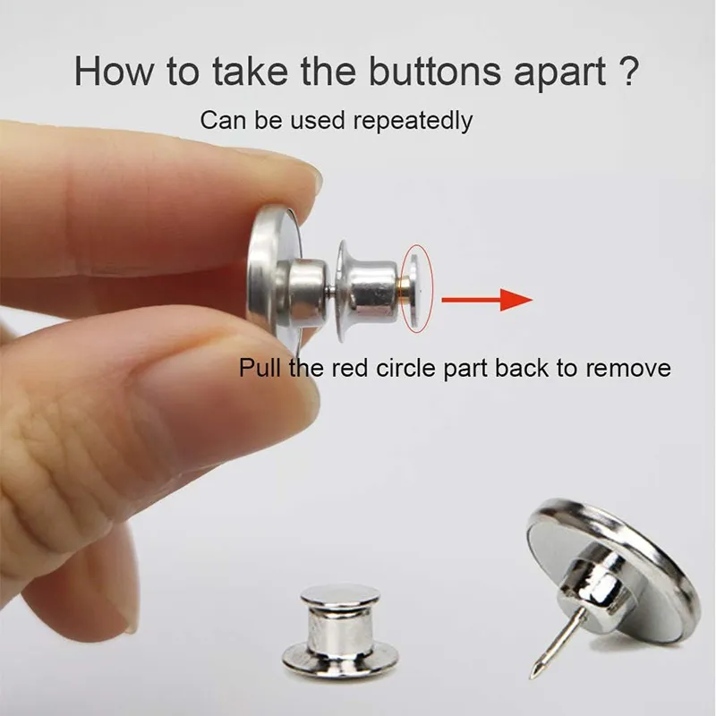 4PCS Detachable Jeans Buttons Adjustable Waist Snap Fastener Sewing-free Pants Retro Metal Buckles DIY Clothing Accessories