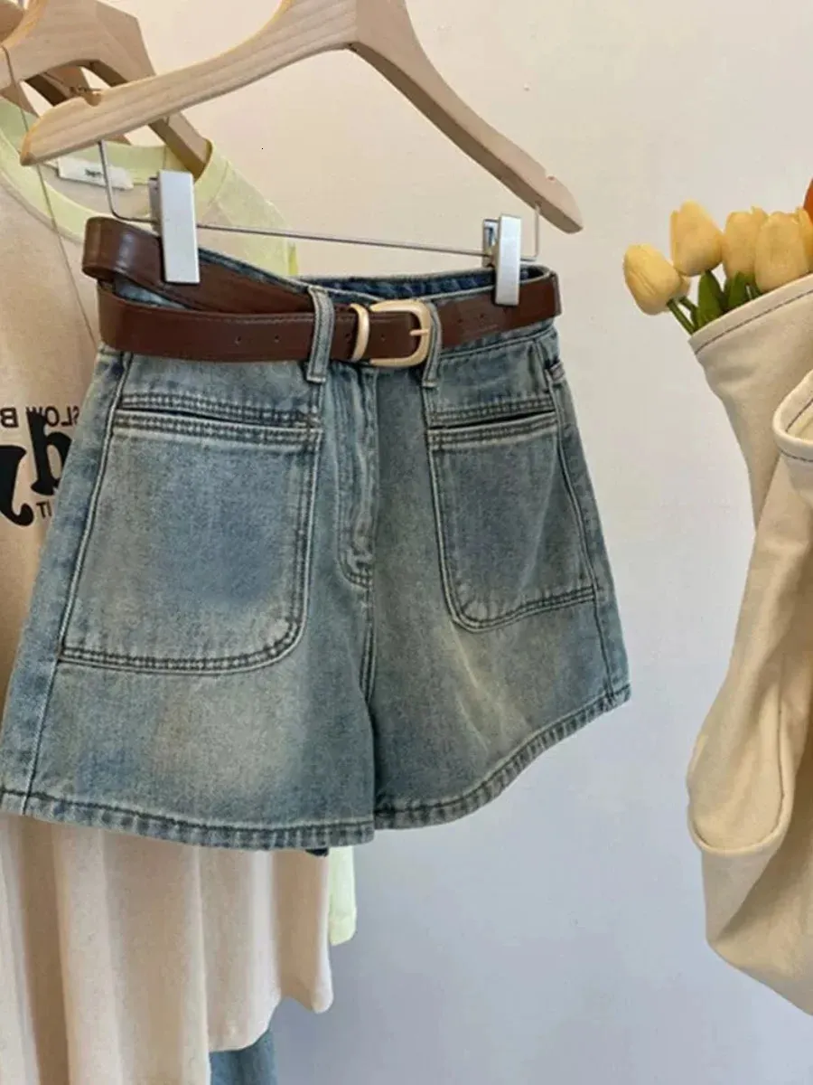 Ретро джинсовые шорты для женских лето 2024 г. высокая талия с короткими штанами с высокой талией