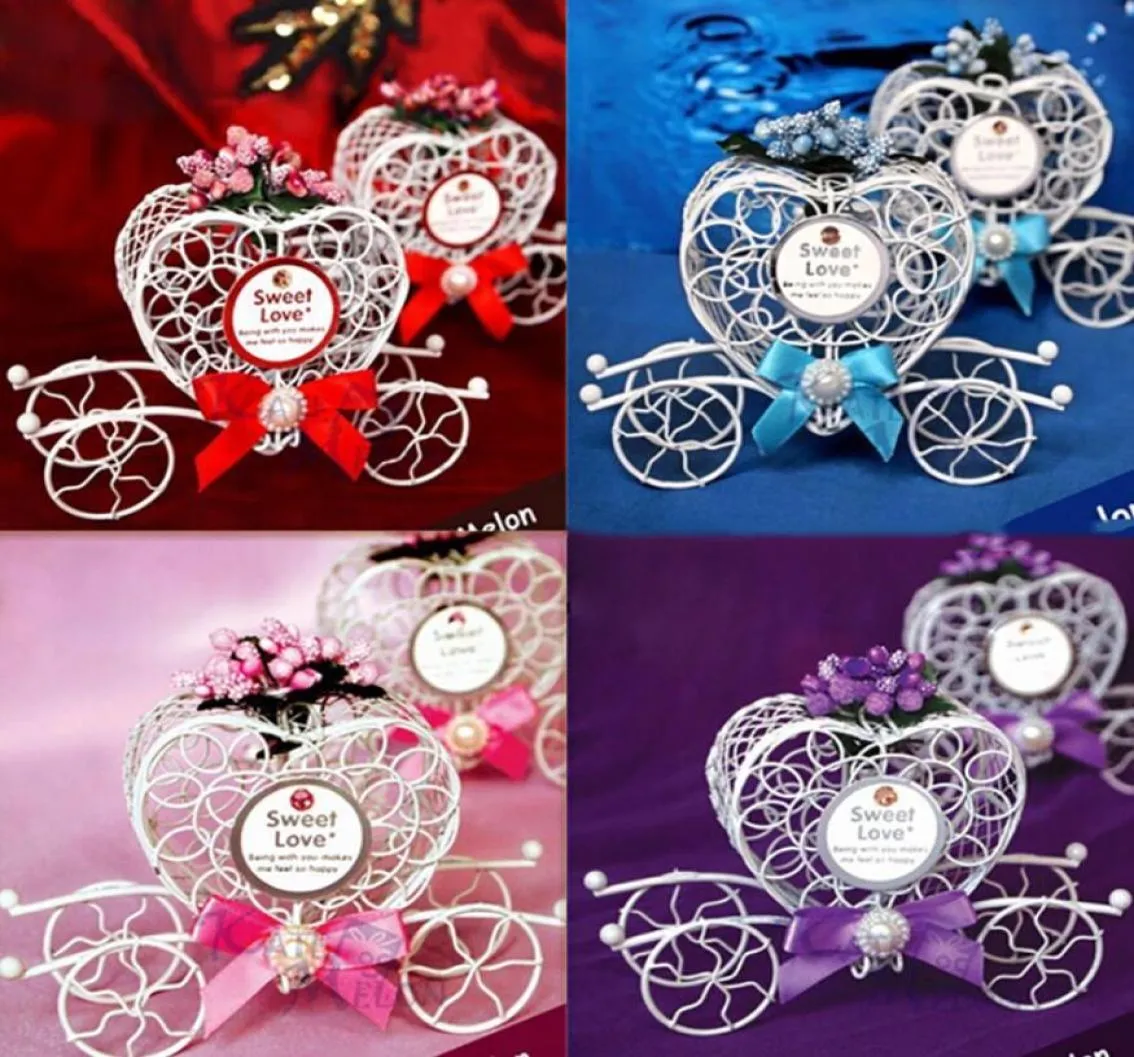 Heartshaped Metal White Carriage Candy Chocolate Box Girls Princesses Birthday Party Sweets Box Wedding Favours Decoration Xmas G5159442