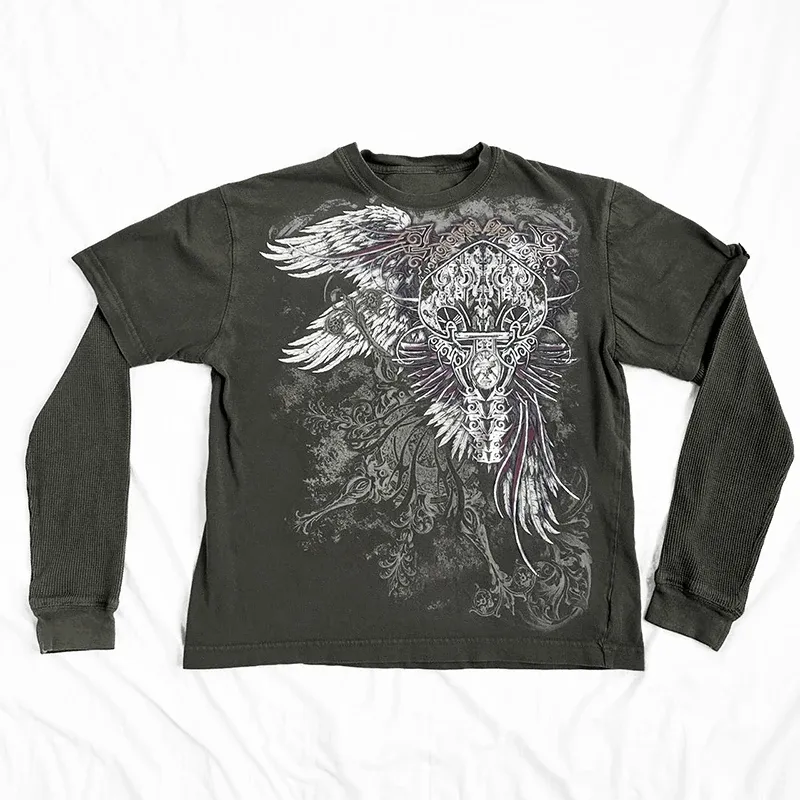 Cyber Grunge Long Sleeve Top - Y2K E-girl Graphic Tee